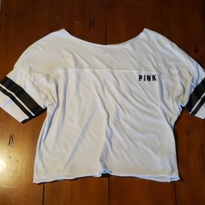 PINK white cropped shirt S